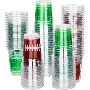 100 Pcs Football Plastic Cups, 16 oz Disposable Cups for Football Theme Party Sports Birthday Party Supplies