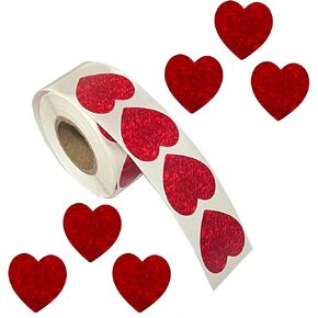 Heart Shaped Sticker，Glittery Love Roll Stickers Self-Adhesive Labels for Valentine's Day Anniversary Wedding Invitation Envelopes Crafting Scrapbooking