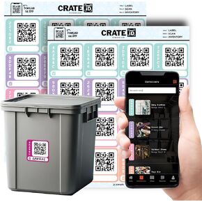 Crate ID QR Code Smart Storage Labels for Organizing Storage Bin & Totes | Premium Color QR Code Stickers | Track and Search Inventory with Free App | Upgrade Your Organization (Mix Pack)