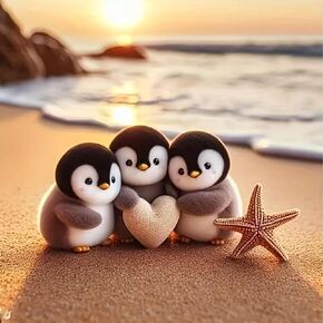 CXYQLC DIY 5D مجموعات الطلاء الماس للبالغين الماس ART SUNSET PENGUIN Diamond Paint