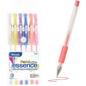 BAZIC Essence Gel Pen 0.8mm Pastel Color, Comfort Grip Acid Free Smooth Writing for Drawing Coloring Greeting Card Art Gift (6/Pack), 1-Pack