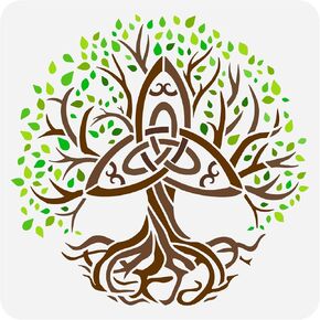 FINGERINSPIRE Celtic Tree of Life Stencil 11.8x11.8inch Reusable Life Tree Painting Template DIY Art Plants Tree Decoration Stencil for Painting on Wood, Wall and Furniture
