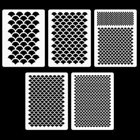 5Pcs Fish Scale Stencil, Reusable Makeup Stencil Mermaid Scale Stencils for Painting Face Painting Stencils DIY Art Painting Templates for Wall Furniture Crafts Bodies