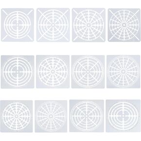 PATIKIL 4 8 12 16 Segment Mandala Stencil, 4 Pack Mandala Stencils Reusable Mandala Template Painting Tool for Drawing on Wood Fabric Glass Wall, White