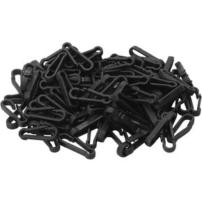 100 Pcs Black Mini Hanging Buckle Plastic Backpack Clasps Carabiner Clip Hooks for Toys Chain Key Rings Paracord Strap