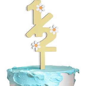 1/2 Birthday Daisy Cake Topper – Happy 1/2 Birthday Girl Decoration for Baby's 6-Month Milestone. Perfect for Half Birthday Parties, Anniversary Celebrations, (half birthday)