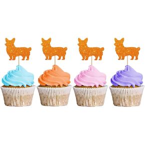 Poodle Cupcake Toppers, Puppy Birthday Cupcake Toppers, Pet Dog Themed Dessert Picks, Little Puppy/Poodle Birthday Party Decoration - Pink Glitter