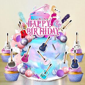 Jevenis Singer Cake Cake Decoration Decorations عيد ميلاد فتيات الفتيات موضوع عصر عصر الحفلات الموسيقية لملوازات الحفلات