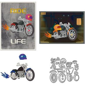 WADORN Metal Motorcycle Cutting Dies, Cool Carbon Steel Die Cut Stencils for DIY Scrapbook, Paper Card Craft Decoration