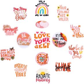 15Pcs Positive Affirmations Iron On Patches, Boho Hippie Style Hat Patches Iron on Patches for Hats Cute Inspirational Words Embroidered Patch for Clothes
