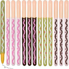 Maydahui 12 PCS Chocolate Bar Shape Rollerball Gel Pens Covered Biscuit Sticks Pen Funny Food Pens Novelty Dessert Pen Black Ink for School Party Office