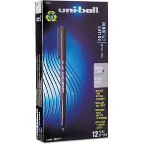 uni-ball 60040 Onyx Roller Ball Stick Dye-Based Pen Black Ink Micro Dozen