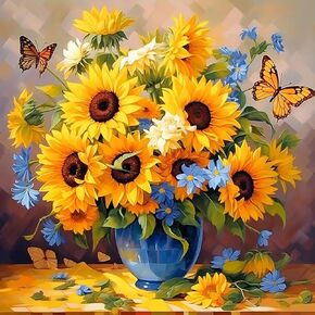 Easy Paint by Numbers Kit for Adults Beginner, Sea Flowers Adult Paint by Number Kits on Canvas, DIY Painting with Numbers for Adults, Acrylic Oil Paint by Number Kits for Home Wall Decor 12 x 16 In