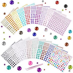 ملصقات Aomig Gems للأطفال الحرف ، 1908+ PCS ملصقات جوهرة لاصق ذاتي ، 16 ورقة ملصقات صغيرة الراين ، ملصقات ماس ​​ديكور متعدد الألوان للأطفال ، الأظافر ، المكياج ، DIY