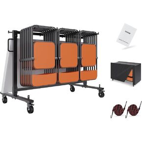 رف كرسي قابل للطي Vevor ، سعة 400 رطل ، عربة كرسي شاقة لـ 42 كرسيًا أو 12 طاولًا ، تخزين كرسي متعدد الوظائف مع عجلات مطاطية وحاملات ، حامل كرسي كبير ، أسود غير لامع in Kuwait