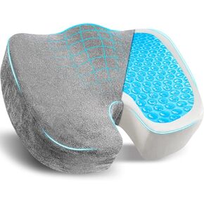 EcoNour Thick Memory Foam Gel Seat Cushion (Black) | Office Chair Cushion for Sciatica, Tailbone and Lower Back pain | Orthopedic cushion for Tail bone| Anti-Slip Support Pillow For Seniors and Driver