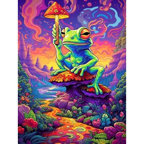 Reofrey DIY Diamond Art Kits for Adults Frogs, Animal Full Drill Round Rhinestone Diamond Painting Kits for Adults, Cross Stitch Embroidery Canvas for Crafts Home Wall Decor 30x40cm