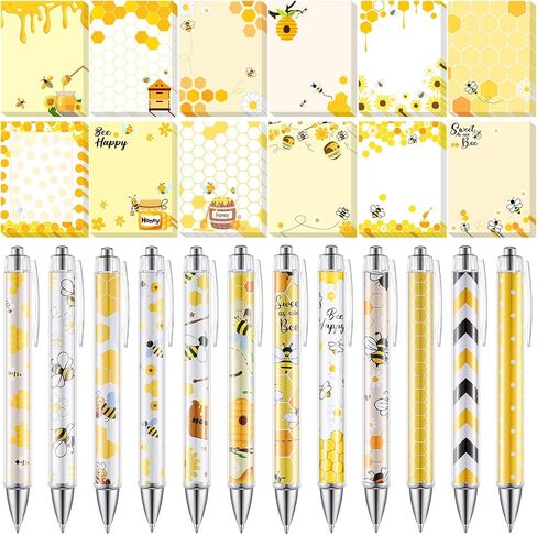 24 Pcs Sticky Notes with Pens Animal Lover Gift Bee Sloth Cat Llama Corgi Highland Cow Horse Dachshund Cute Memo Notes Black Ink Ballpoint Pens for Office School Christmas Gift(Sloth) in Kuwait