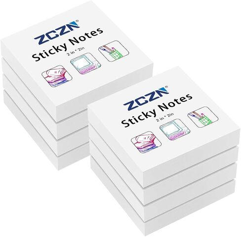 ZCZN Small Licky Notes ، 2in × 2in ، 100 ورقة/وسادة ، 8 منصات/عبوة ، أبيض in Kuwait
