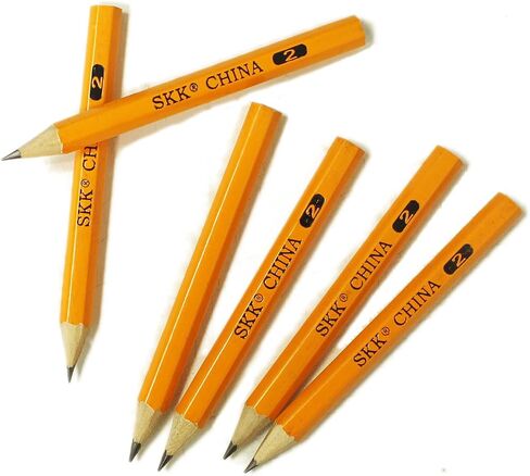 SKKSTATIONERY Half Pencils with Eraser Tops, Golf Pencils, 4 inch Mini Pencils, Classroom, Pew - #2 HB, Hexagon, Pre-sharpened, 96/Box. in Kuwait