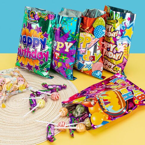 40PCS Birthday Goodie Bags for Kids, Cake & Ribbons Party Favor Bags for Kids Birthday, Plastic Treat Bags for Party, Small Return Gift Bags Bulk for Goody, Candy, Holiday, Girls, Boys, Adult in Saudi Arabia