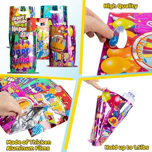 40PCS Birthday Goodie Bags for Kids, Cake & Ribbons Party Favor Bags for Kids Birthday, Plastic Treat Bags for Party, Small Return Gift Bags Bulk for Goody, Candy, Holiday, Girls, Boys, Adult in Saudi Arabia