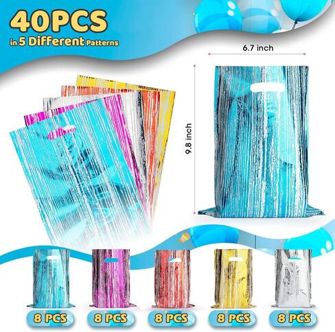 40PCS Birthday Goodie Bags for Kids, Cake & Ribbons Party Favor Bags for Kids Birthday, Plastic Treat Bags for Party, Small Return Gift Bags Bulk for Goody, Candy, Holiday, Girls, Boys, Adult in Saudi Arabia
