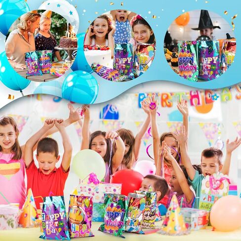 40PCS Birthday Goodie Bags for Kids, Cake & Ribbons Party Favor Bags for Kids Birthday, Plastic Treat Bags for Party, Small Return Gift Bags Bulk for Goody, Candy, Holiday, Girls, Boys, Adult in Saudi Arabia