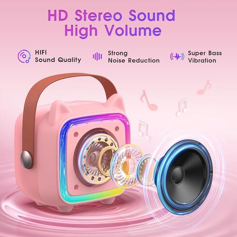SXH Mini Karaoke Machine for Kids Portable Karaoke Machine with 2 Bluetooth Wireless Microphones,Easter Birthday Gifts Toys for Girls Ages 3, 4, 5, 6, 7, 8, 9,10,11,12+ Years Old (Pink 2 Mics) in Saudi Arabia
