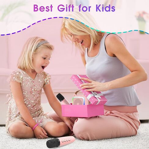 SXH Mini Karaoke Machine for Kids Portable Karaoke Machine with 2 Bluetooth Wireless Microphones,Easter Birthday Gifts Toys for Girls Ages 3, 4, 5, 6, 7, 8, 9,10,11,12+ Years Old (Pink 2 Mics) in Saudi Arabia