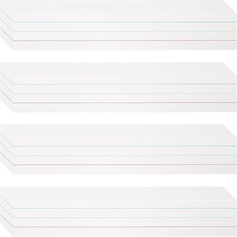 PATIKIL 50 Sheets Dry Erase Sentence Strips, 2" x 12" Reusable Cardstock Blue Red Lined Writing Paper Ruled Sentence Strips for Teachers Classroom Schedule in Saudi Arabia