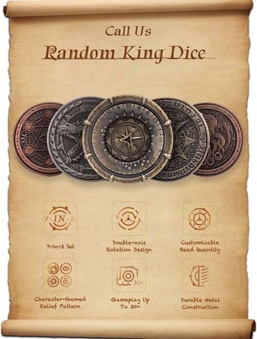Unique Dice Roulette Dice Metal Dice Set Mechanical Dice Spinner DND Roller D&D Dice Dice Spinner Dice D20 D6, D8, D10, D12 for Dungeons and Dragons Wheel Roller collectable TRPG in Saudi Arabia