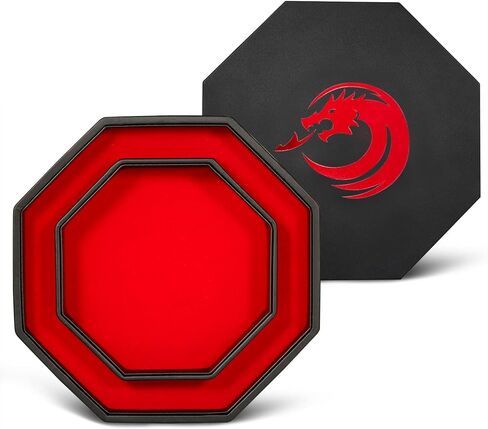 DNDND Dice Tray with Lid, Octangle Rolling Tray and Storage for Dice Game Dungeons and Dragons DND D&D or RGP Gaming (Red Velvet and Black PU Leather) in Saudi Arabia