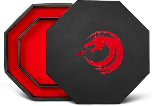 DNDND Dice Tray with Lid, Octangle Rolling Tray and Storage for Dice Game Dungeons and Dragons DND D&D or RGP Gaming (Red Velvet and Black PU Leather) in Saudi Arabia