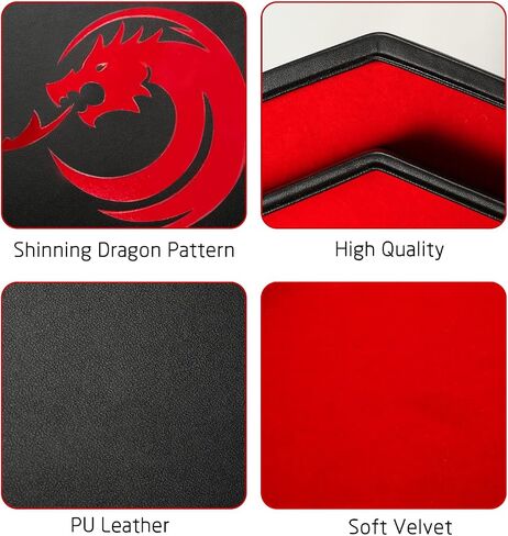 DNDND Dice Tray with Lid, Octangle Rolling Tray and Storage for Dice Game Dungeons and Dragons DND D&D or RGP Gaming (Red Velvet and Black PU Leather) in Saudi Arabia