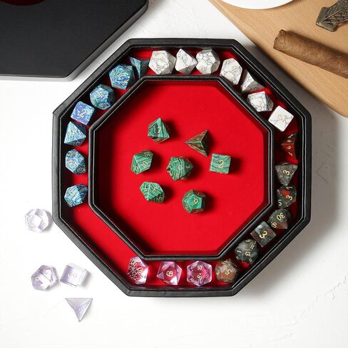 DNDND Dice Tray with Lid, Octangle Rolling Tray and Storage for Dice Game Dungeons and Dragons DND D&D or RGP Gaming (Red Velvet and Black PU Leather) in Saudi Arabia