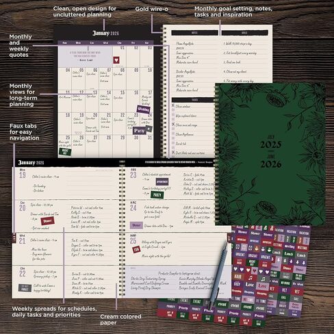 TF Publishing July 2025 - June 2026 Vintage Ink & Lead School and Home School Detson Book -Book - Planner Planner 2025-2026 مع فروق شهرية ، صفحات أسبوعية ، وأقسام صف - 9in × 11in in Kuwait
