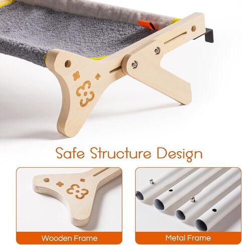 MEWOOFUN Cat Window Perch Cat Window Hammock for Indoor Cats Steady Sturdy Adjustable Cat Bed Providing All-Around Sunbath Space Saving Washable (Beige, Medium) in Saudi Arabia