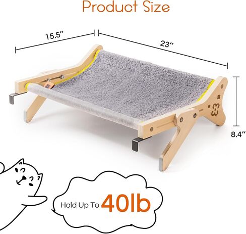 MEWOOFUN Cat Window Perch Cat Window Hammock for Indoor Cats Steady Sturdy Adjustable Cat Bed Providing All-Around Sunbath Space Saving Washable (Beige, Medium) in Saudi Arabia
