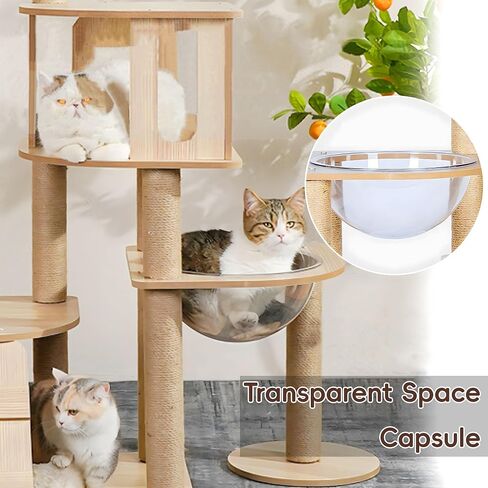 Cat Tree, 73in Multi-Level Cat Trees Indoor,Wooden Cat Tower for Large Cats with 2 Big Caves, 19 Scratching Posts,Space Capsule and Removable Condo in Saudi Arabia