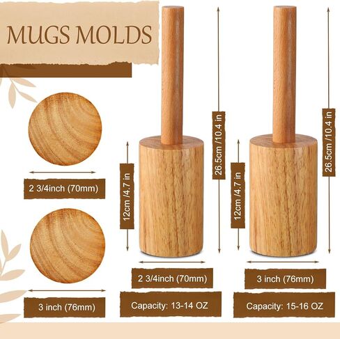 Baderke 2 Pcs Cup Pottery Molds, Create Pottery Mug Vases, Cup Molds Shaping Tool, Assist in Hand Building Mugs(2 3/4 Inch, 3 Inch) in Kuwait