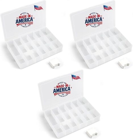 Embroidery Floss Organizer Box with 50 Cardboard Bobbins - 17 Compartments Clear embroidery thread organizer box, Snap-Tight Clear Sewing Organizer - Jewelry Bead Holder (Made in USA) in Kuwait