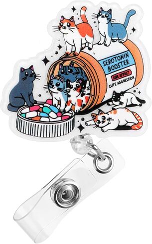 مضحك شارة الشارة بكرة حامل قابلة للسحب مع مقاطع التمساح ، لطيف ممرضة القطط عشاق شارة شارة سيروتونين حامل شارة للتمريض الطبيب البيطري المساعد الطبي RN إكسسوارات شارة الشارة in Kuwait