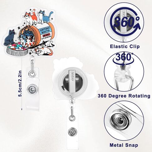 مضحك شارة الشارة بكرة حامل قابلة للسحب مع مقاطع التمساح ، لطيف ممرضة القطط عشاق شارة شارة سيروتونين حامل شارة للتمريض الطبيب البيطري المساعد الطبي RN إكسسوارات شارة الشارة in Kuwait