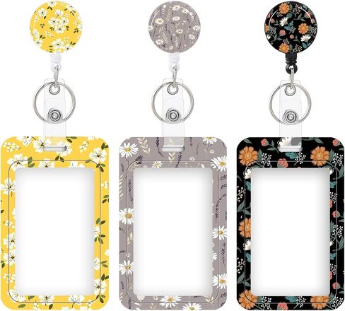 3 Set Heavy Duty Badge Holder with Retractable Reel,ID Badge Holder Key Card Work Badge Clip for Nurse Teacher Student Office Women Men in Kuwait