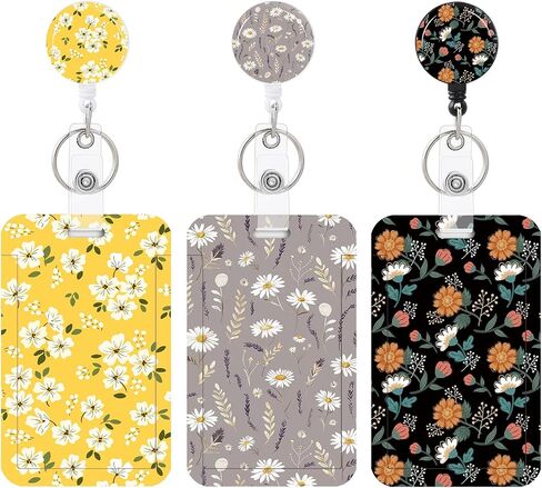 3 Set Heavy Duty Badge Holder with Retractable Reel,ID Badge Holder Key Card Work Badge Clip for Nurse Teacher Student Office Women Men in Kuwait