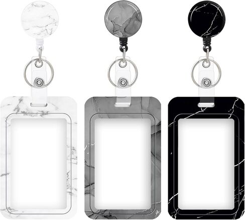 3 Set Heavy Duty Badge Holder with Retractable Reel,ID Badge Holder Key Card Work Badge Clip for Nurse Teacher Student Office Women Men in Kuwait