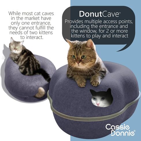 Premium Cat Bed caveTunnel Hiding Places for Indoor Cats(Large) Houses & Condos. Washable100% Nontoxic Eco-Friendly. Spaciousfor 2 Cats in Saudi Arabia