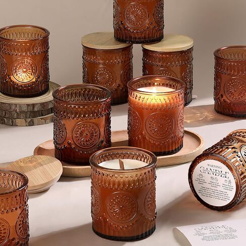 Darjen 10 Pack Pink Candle Swars لصنع الشموع- 7.5 أوقية شمعة زجاجية فارغة صنع الجرار مع أغطية الخيزر in Kuwait