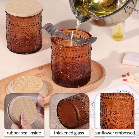Darjen 10 Pack Pink Candle Swars لصنع الشموع- 7.5 أوقية شمعة زجاجية فارغة صنع الجرار مع أغطية الخيزر in Kuwait